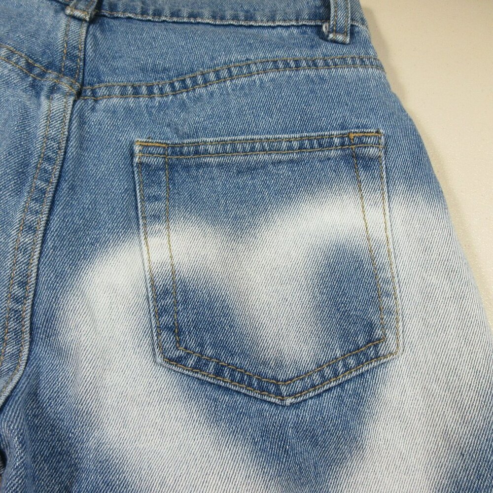 Adika womens medium distressed HEARTS AOP highrise boot jeans Sx30 EUC - Picture 8 of 9